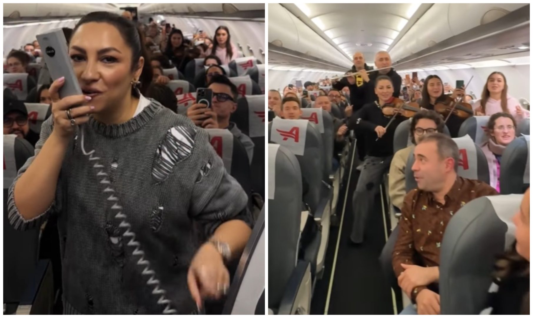 Andra, show la 10.000 de metri înălțime. Artista a cântat colinde în avion: „Emoția se simte altfel, mai aproape de suflet”