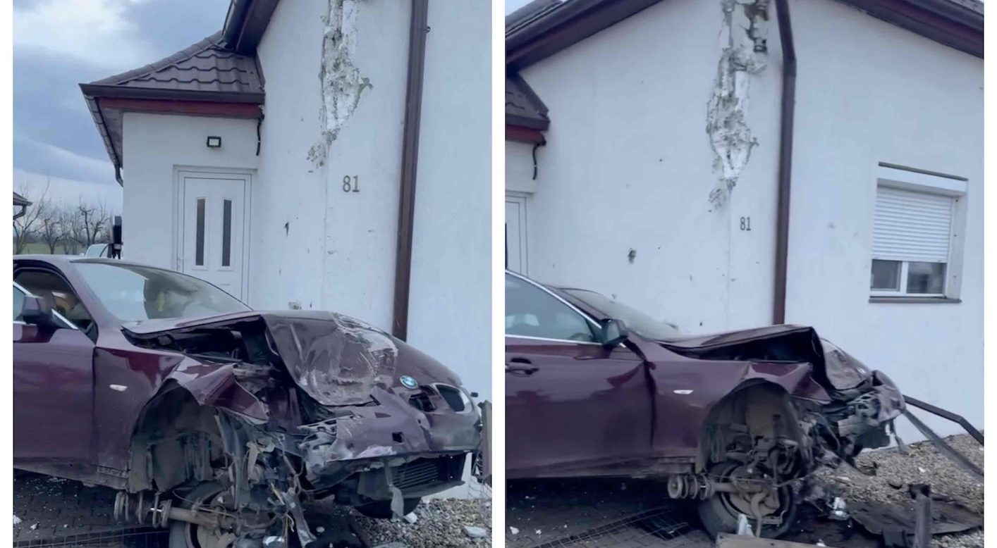 Un şofer beat a „zburat” cu un BMW în casa unui celebru influencer din România. „Rupt de beat, l-a luat Poliţia!” VIDEO