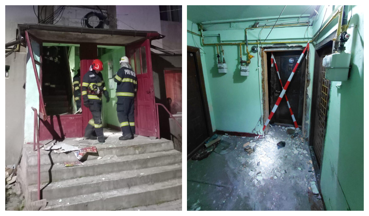 Explozie puternică într-un bloc din Hunedoara. Un bătrân a suferit arsuri grave