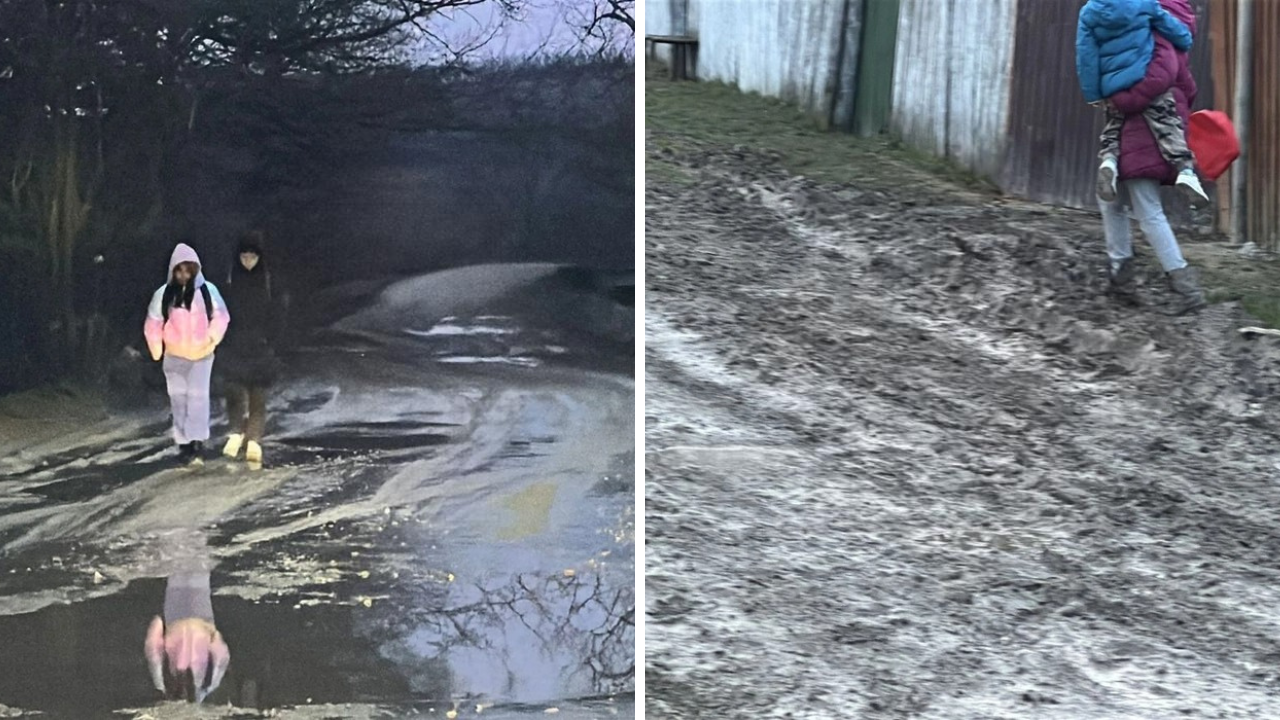 Drama copiilor din Iași în 2025 – Copiii merg prin frig, noroi și întuneric până la școală: „Plângi de mila lor, cu glodul până la jumătate. Drumul e catastrofă”