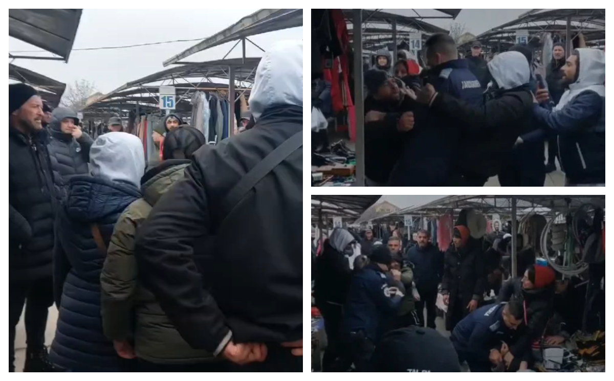 Bătaie între bișnițari și jandarmi într-o piață din Timișoara. De la ce a pornit scandalul