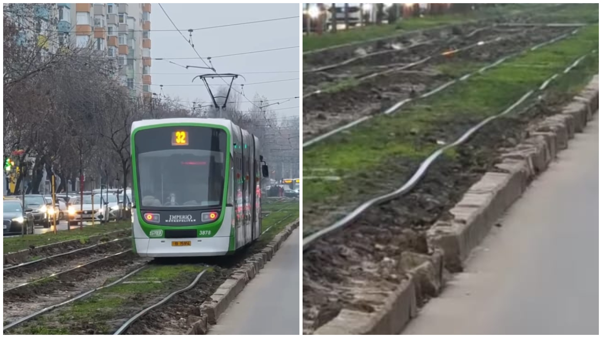 Tramvaiul pe „valuri”, pericol public în Capitală. Cum arată şinele de pe Calea Rahovei VIDEO