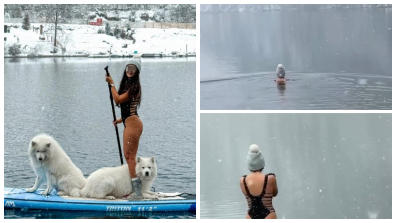 O tânără a încins atmosfera în Cluj, chiar dacă termometrele arată minus. Și-a pus costumul de baie și a intrat în lacul Tarnița iarna: „Nu pot să cred că am făcut asta”