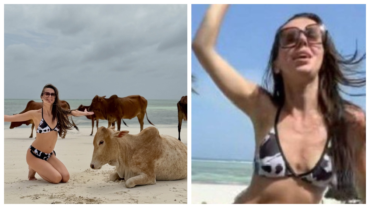 Georgiana Lobonț, sac de box pe internet după ce s-a etalat în costum de baie. ”Ai bețe, îți lipsesc schiurile!”