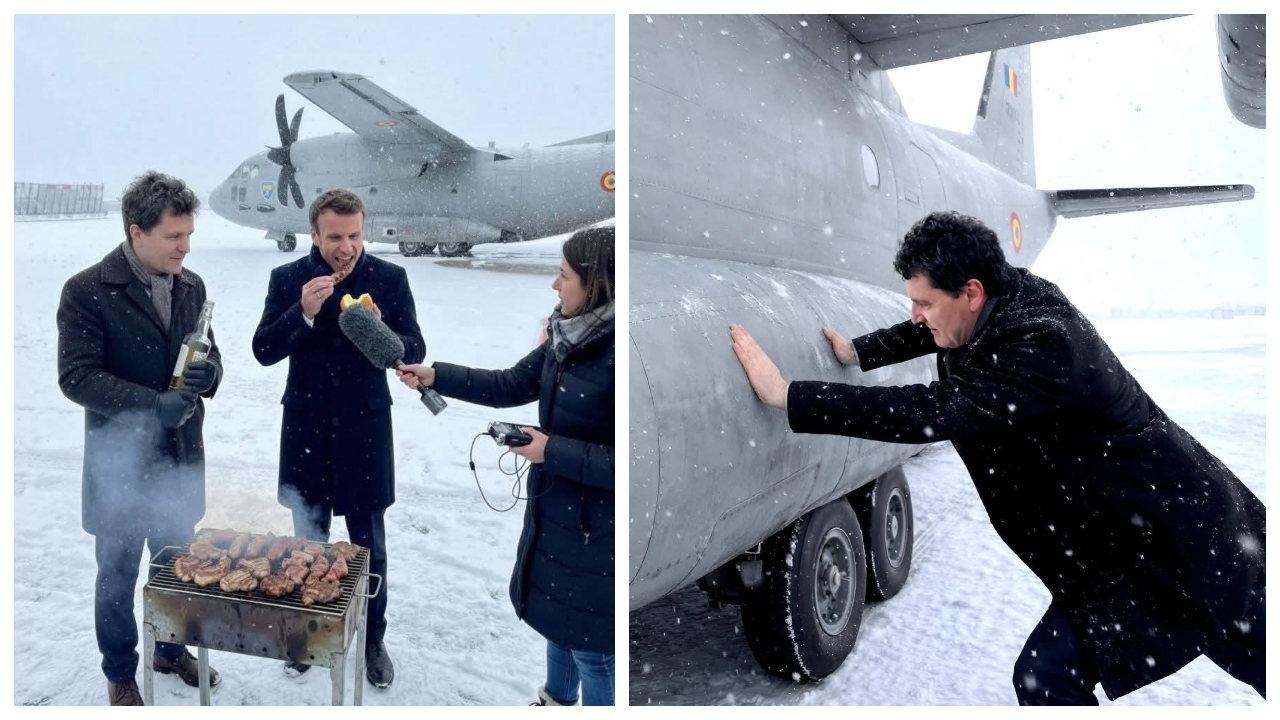 Avalanșă de miștouri pe net, după ce Nicușor Dan a fost blocat de ninsoare la Paris. Șeful statului ”joacă” în ”Urzeala tronurilor” și se dezmorțește cu Macron la un grătar pe pista aeroportului