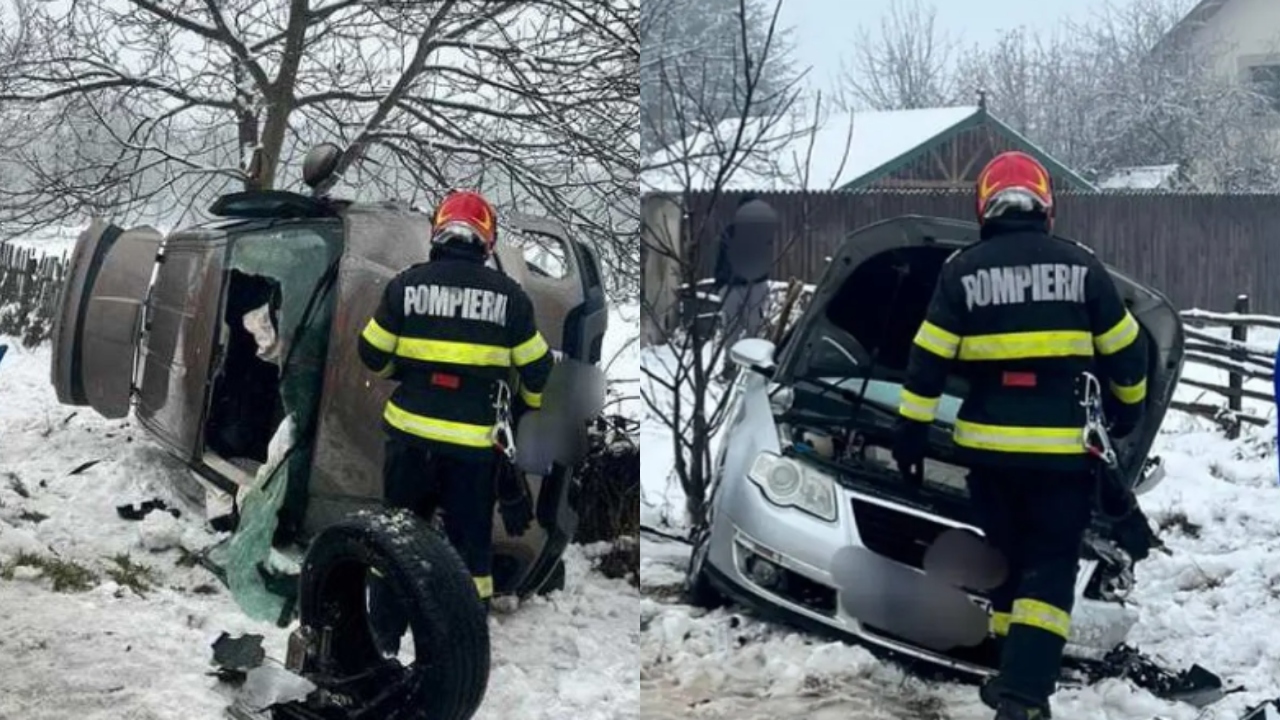 Accident rutier tragic în județul Argeș. Opt persoane, dintre care cinci minori, au fost transportate la spital VIDEO