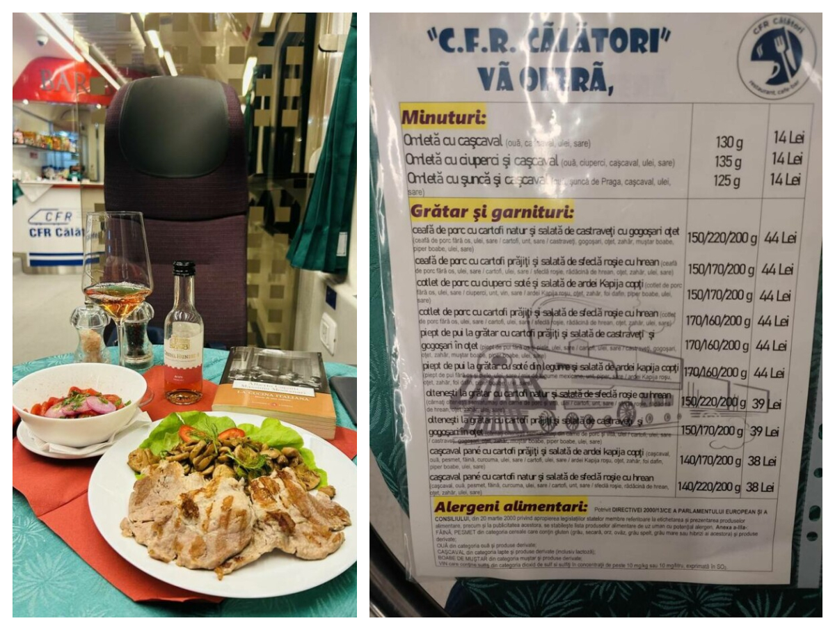 CFR Călători întârzie cu orele, dar vă oferă „minuturi” la 14 lei. Cum arată meniul de la vagonul bar-bistro