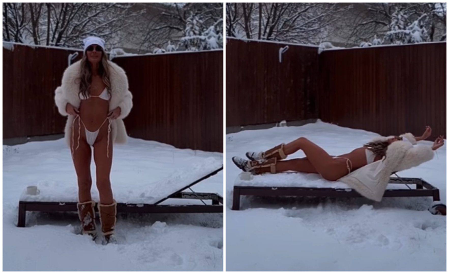 Diana Munteanu s-a pozat în costum de baie, în zăpadă: „Am ieșit să beau cafeaua pe șezlong”. Fanii au reacționat imediat