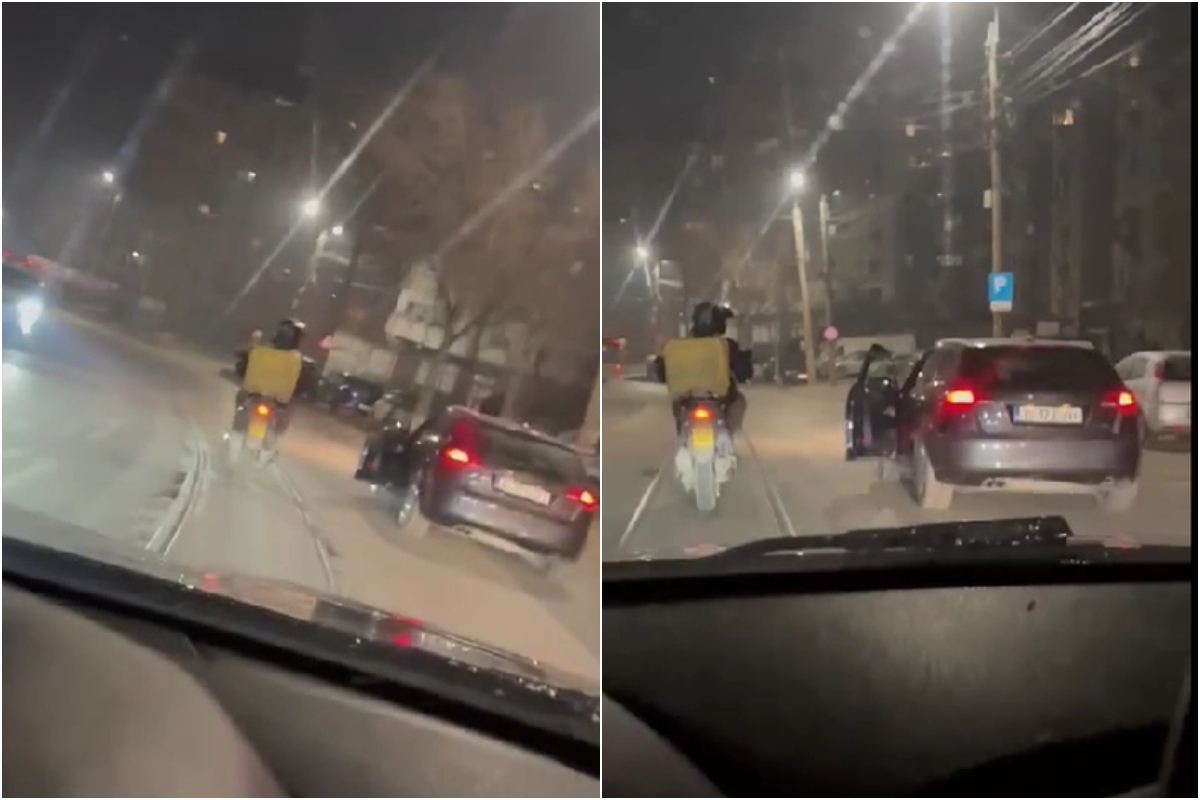 Livrator asiatic, șicanat în trafic la Iași. Un șofer care a vrut să-l lovească cu mașina a rămas fără permis