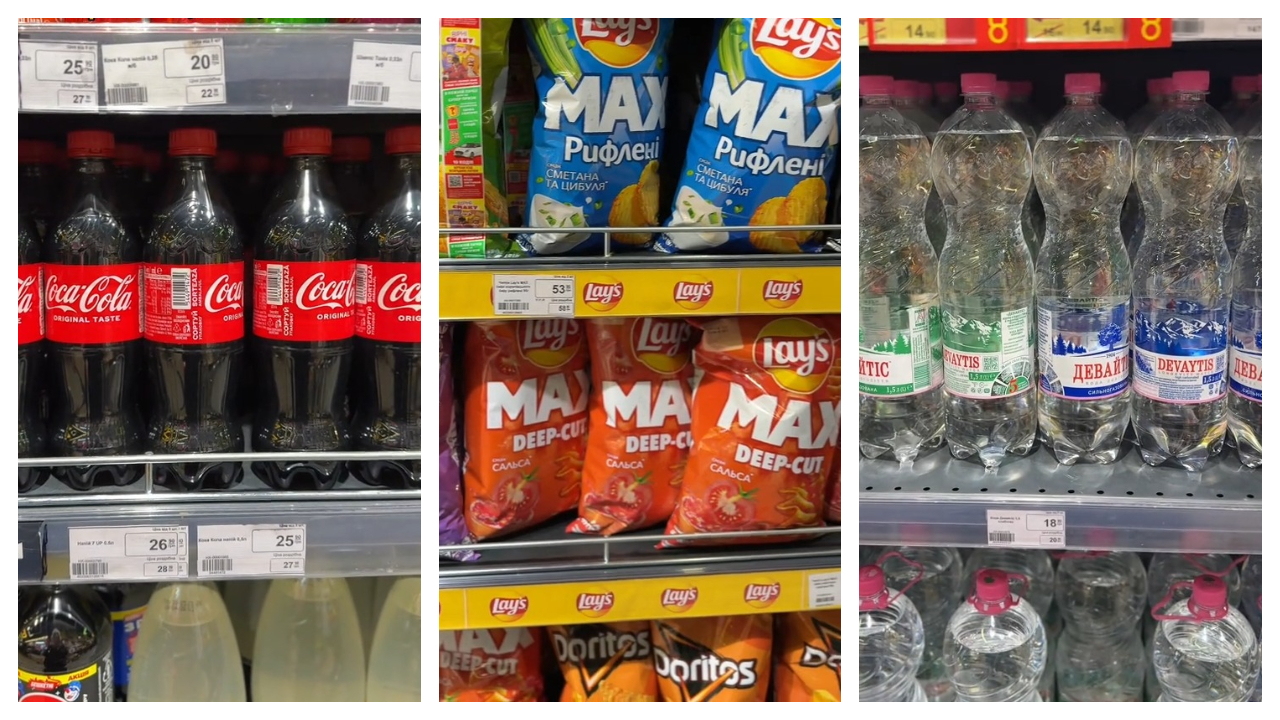 O româncă a mers la un supermarket din Ucraina și a fost surpinsă de prețurile mici. Cât costă o pungă de chipsuri sau o sticlă de Coca-Cola