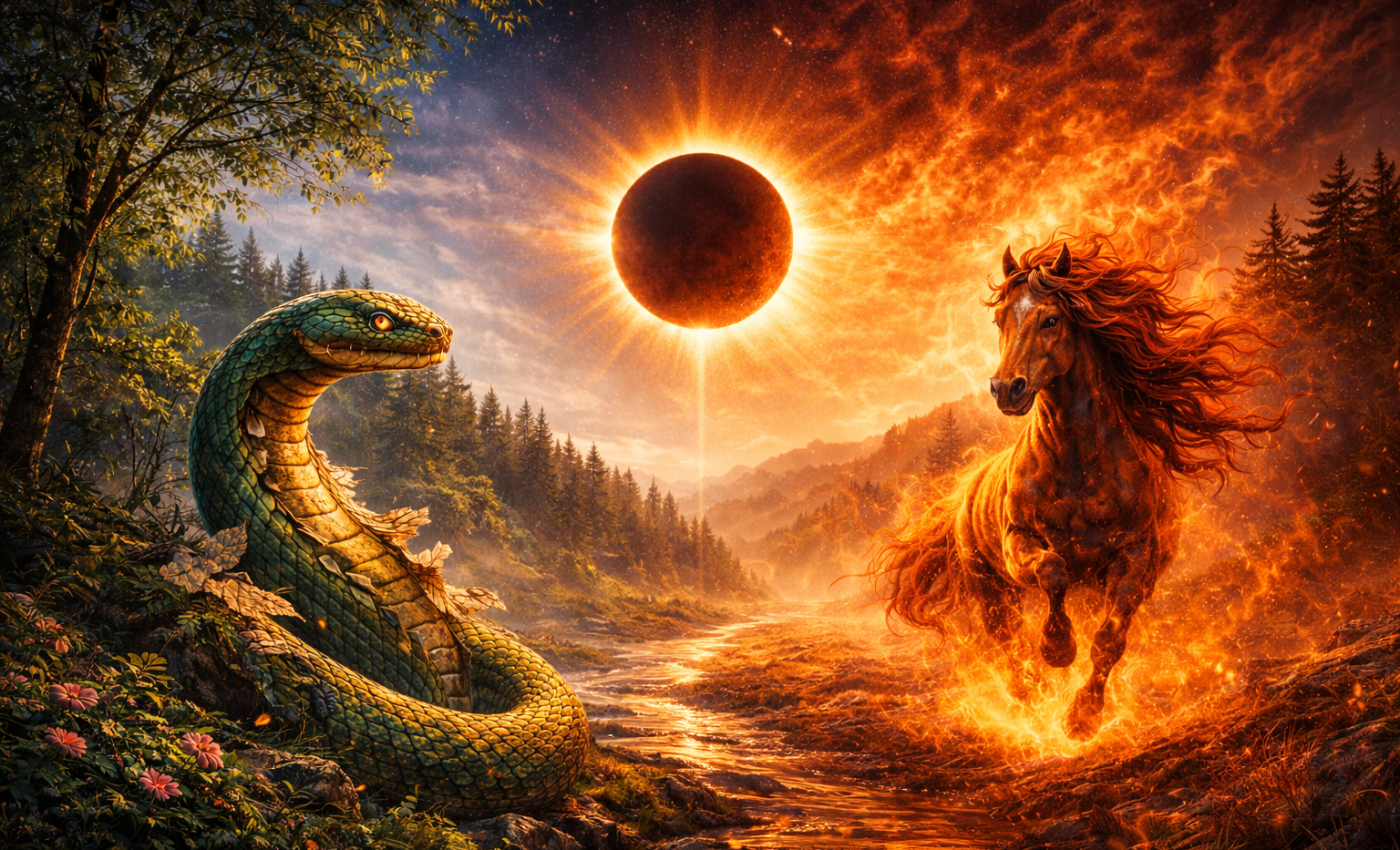 Anul Nou Chinezesc al Calului începe cu o eclipsă „inel de foc”. Coridorul energetic al eclipselor pune lumea pe jar până în 3 martie 2026, când e Luna plină sângerie