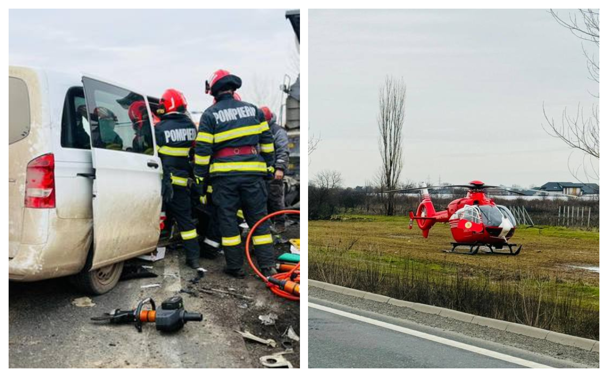 Accident cu opt victime în Giurgiu. A intervenit elicopterul SMURD
