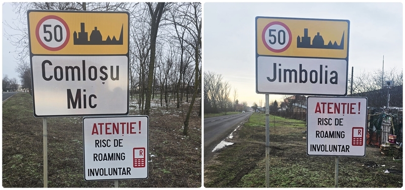 Indicatoare de avertizare în județul Timiș, la granița cu Serbia, privind riscul de ”roaming involuntar”. Românii ajung să plătească sume imense