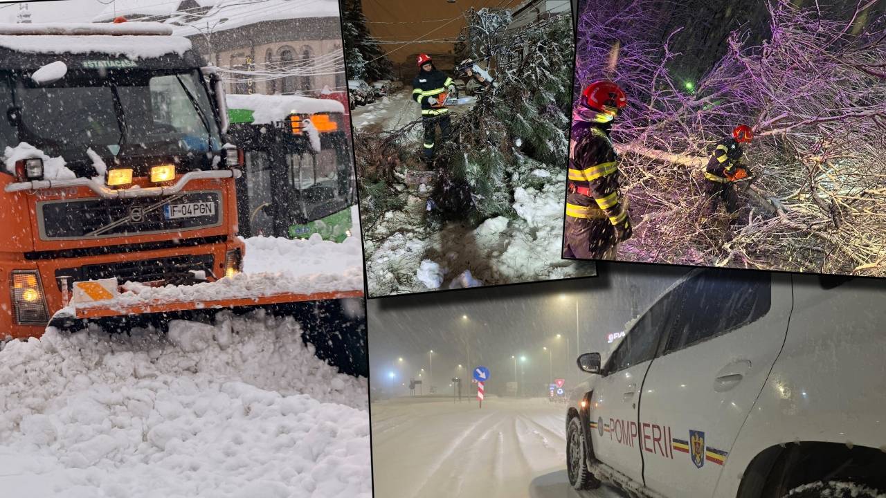 DSU, bilanț după ninsorile puternice. Zeci de localități din 21 de județe, afectate de viscol