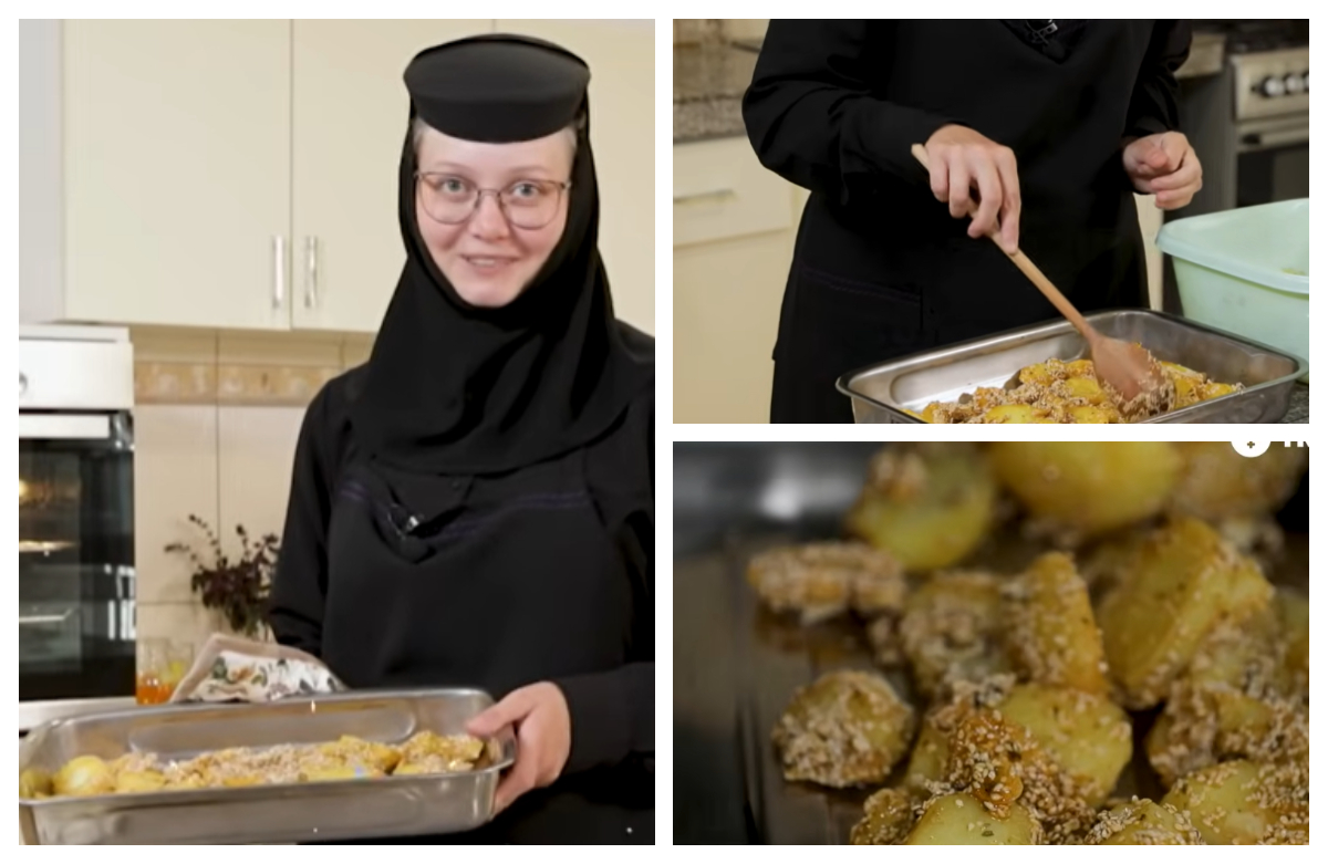 Rețeta de cartofi cu susan rumeniți în cuptor a Maicii Starețe Iuliana de la Mănstirea Hristos Pantocrator din Alba Iulia