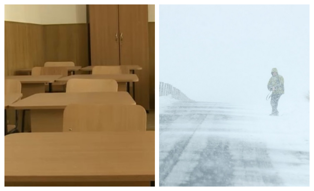 Școli închise din cauza codului portocaliu de ninsori și viscol. Elevii vor sta acasă miercuri, 18 februarie