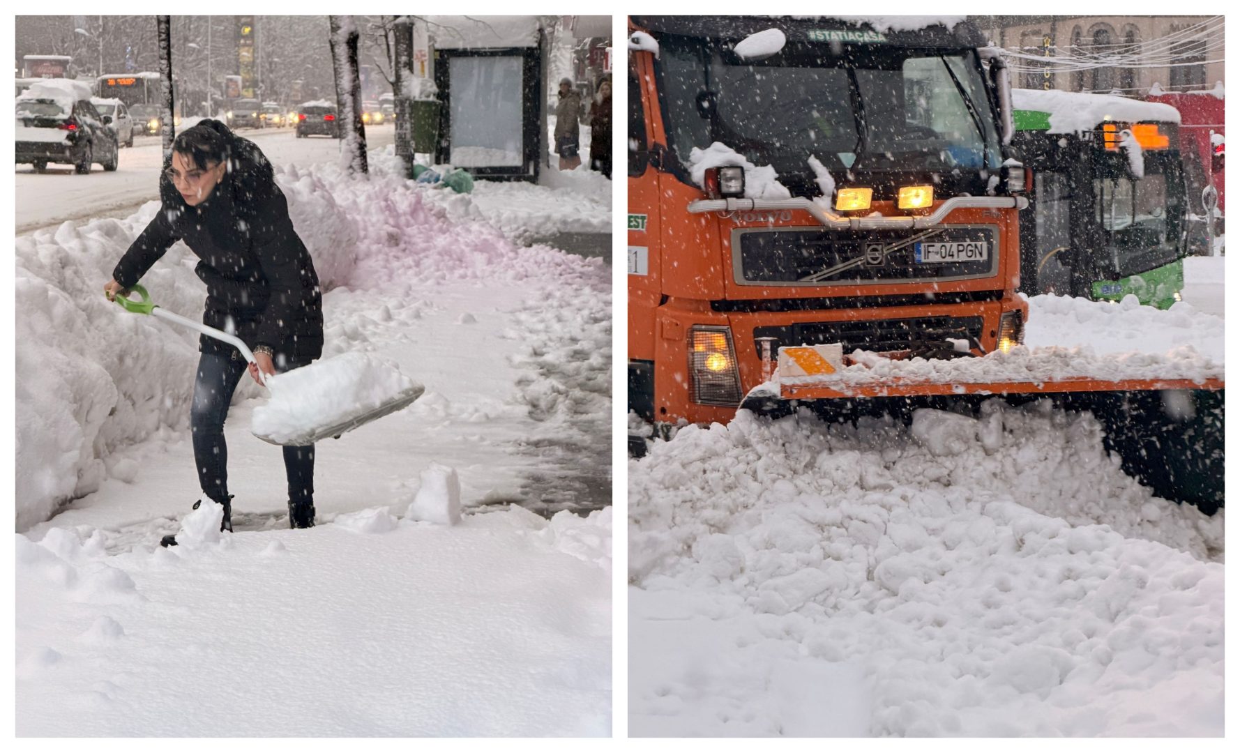 FOTO + VIDEO Dezastru în Capitală, zăpadă de peste 40 de centimetri și ninge în continuare. A fost emis Cod Roșu. Două mesaje RO-Alert la prima oră. Zboruri anulate pe Otopeni