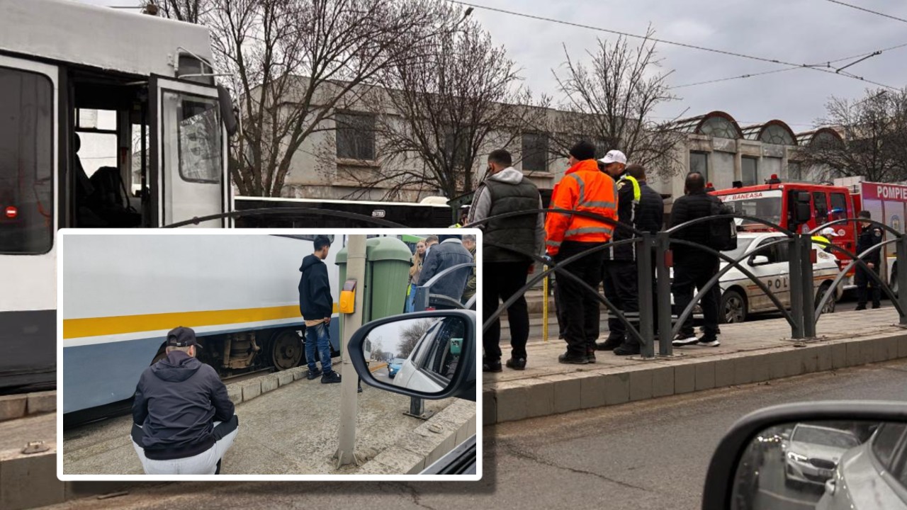 Accident cumplit în Capitală. O femeie a fost prinsă sub un tramvai după ce ar fi traversat pe roșu