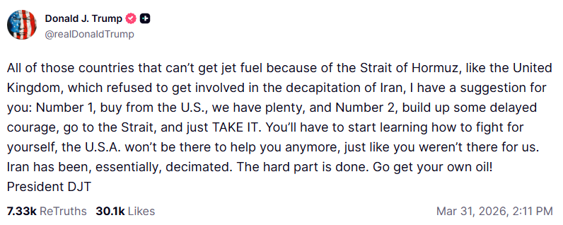 Sursă foto : Captură Truth Social