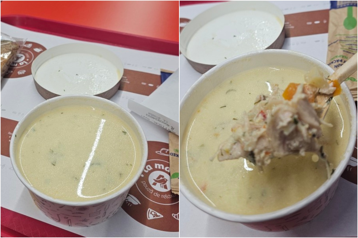Cât a plătit un timișorean pe o ciorbă de pui a la grec cumpărată de la fast food-ul din supermarketul Auchan