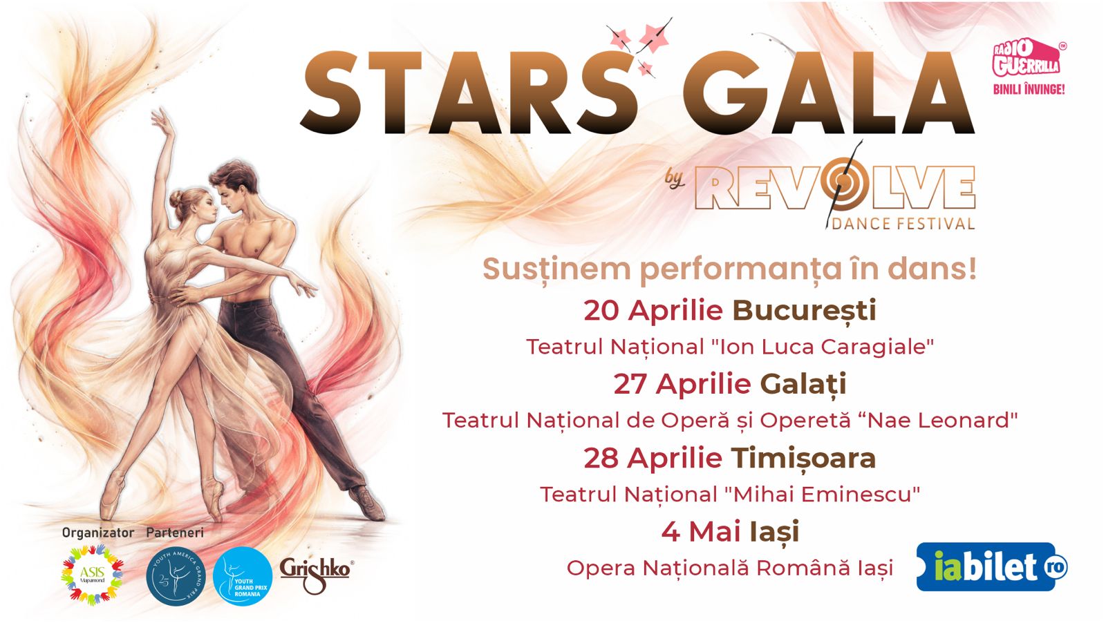 „STARS GALA” aduce balerini de la Teatrul Mariinsky, Dutch National Theater şi Opera Naţională în turneu la Bucureşti, Iaşi, Timişoara şi Galaţi între 20 Aprilie şi 4 Mai