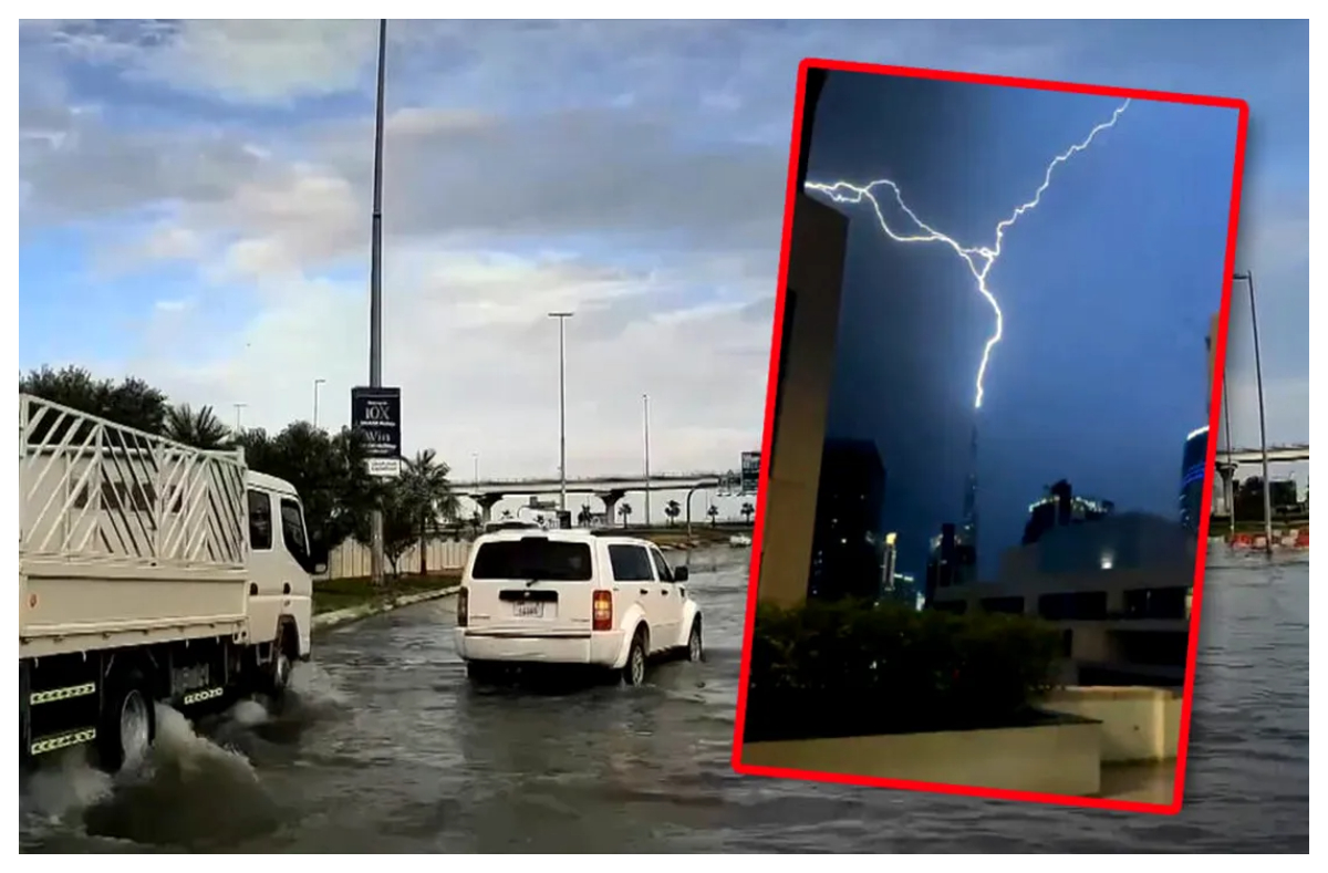 Războiul a perturbat clima. Burj Khalifa, lovit de fulgere, imagini rare după furtuna care a măturat Dubaiul VIDEO