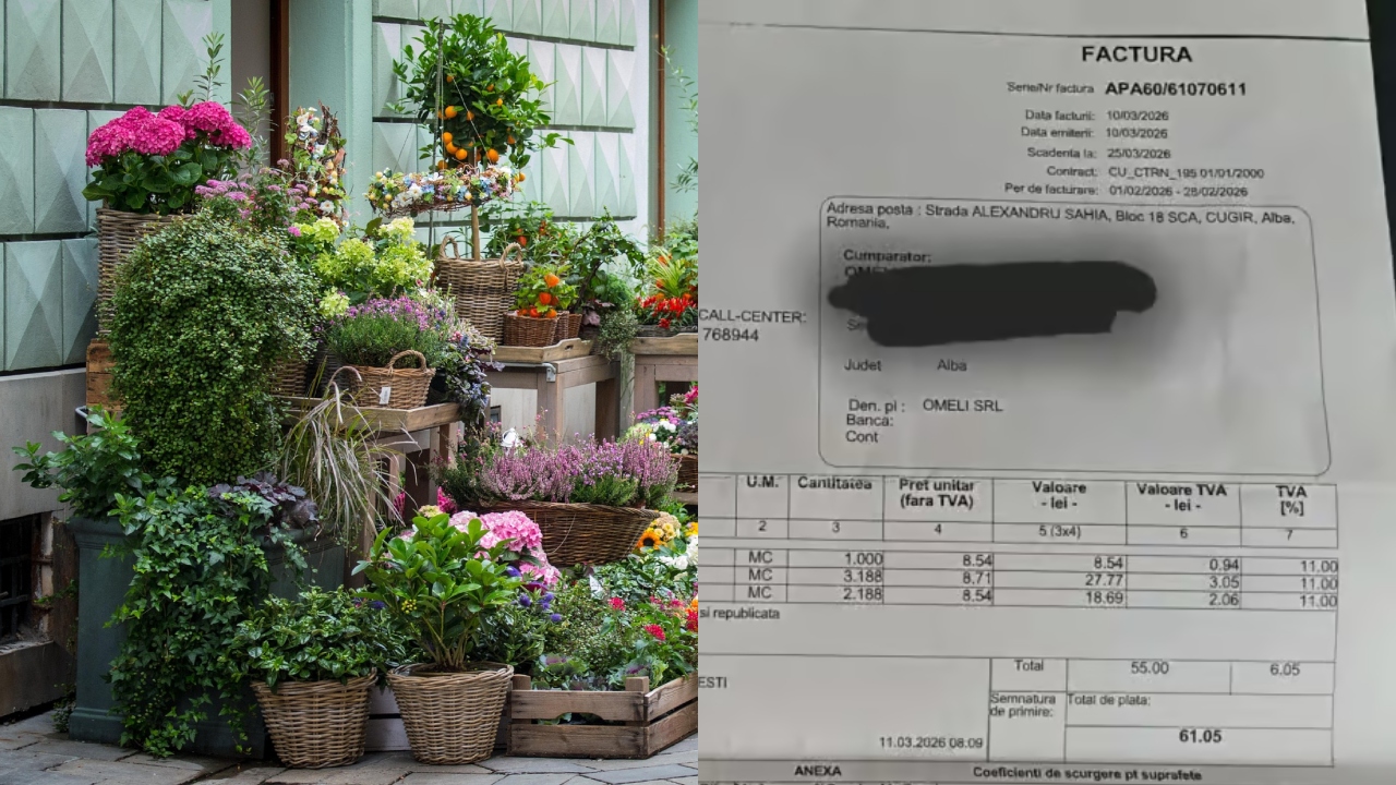 Patroana unei florării din Alba, revoltată după ce a plătit 6mc factura la apă, deși a consumat unul singur: „Udăm florile, nu spălăm clienții!”