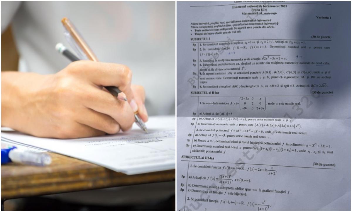 SUBIECTE MATEMATICĂ SIMULARE BAC 2026. Elevii au avut trei ore pentru calcule