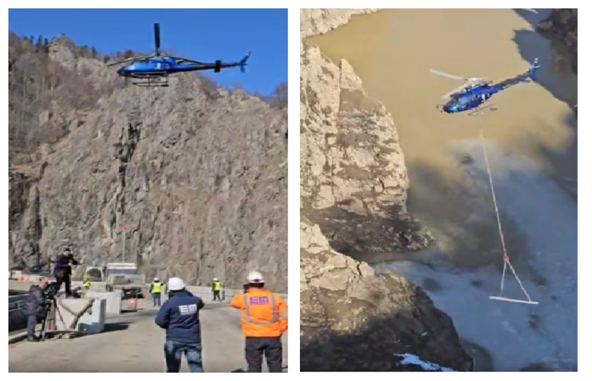 Lucrări spectaculoase la barajul Vidraru, a fost mobilizat inclusiv un elicopter. Când se va umple din nou lacul
