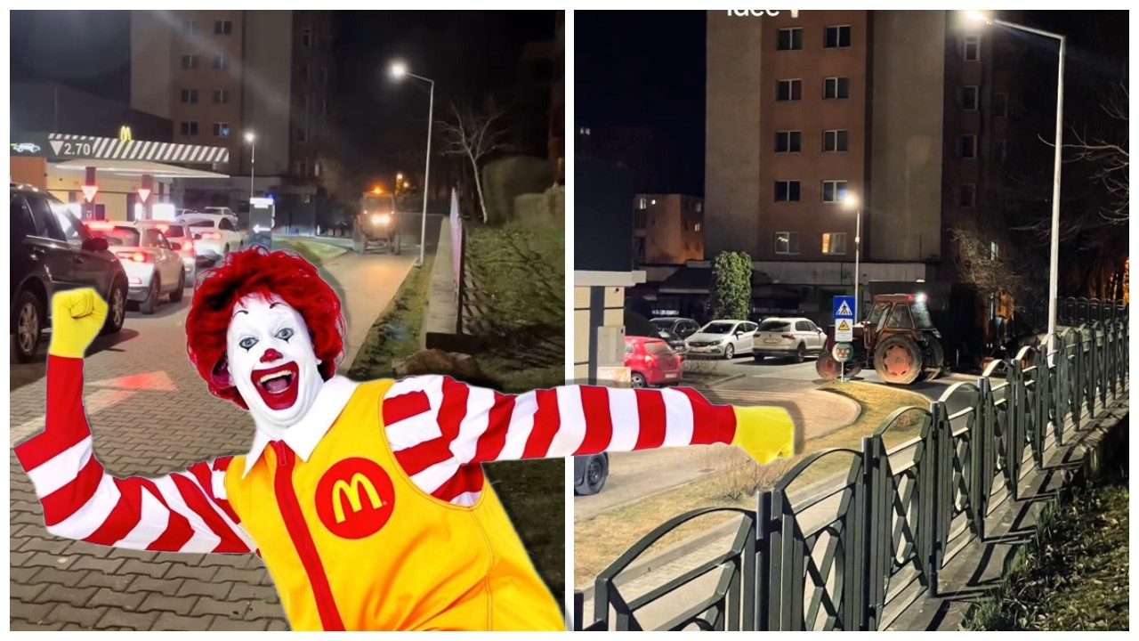 Un bărbat din Cluj a mers la McDrive cu tractorul: „A venit direct de pe câmp la burger”