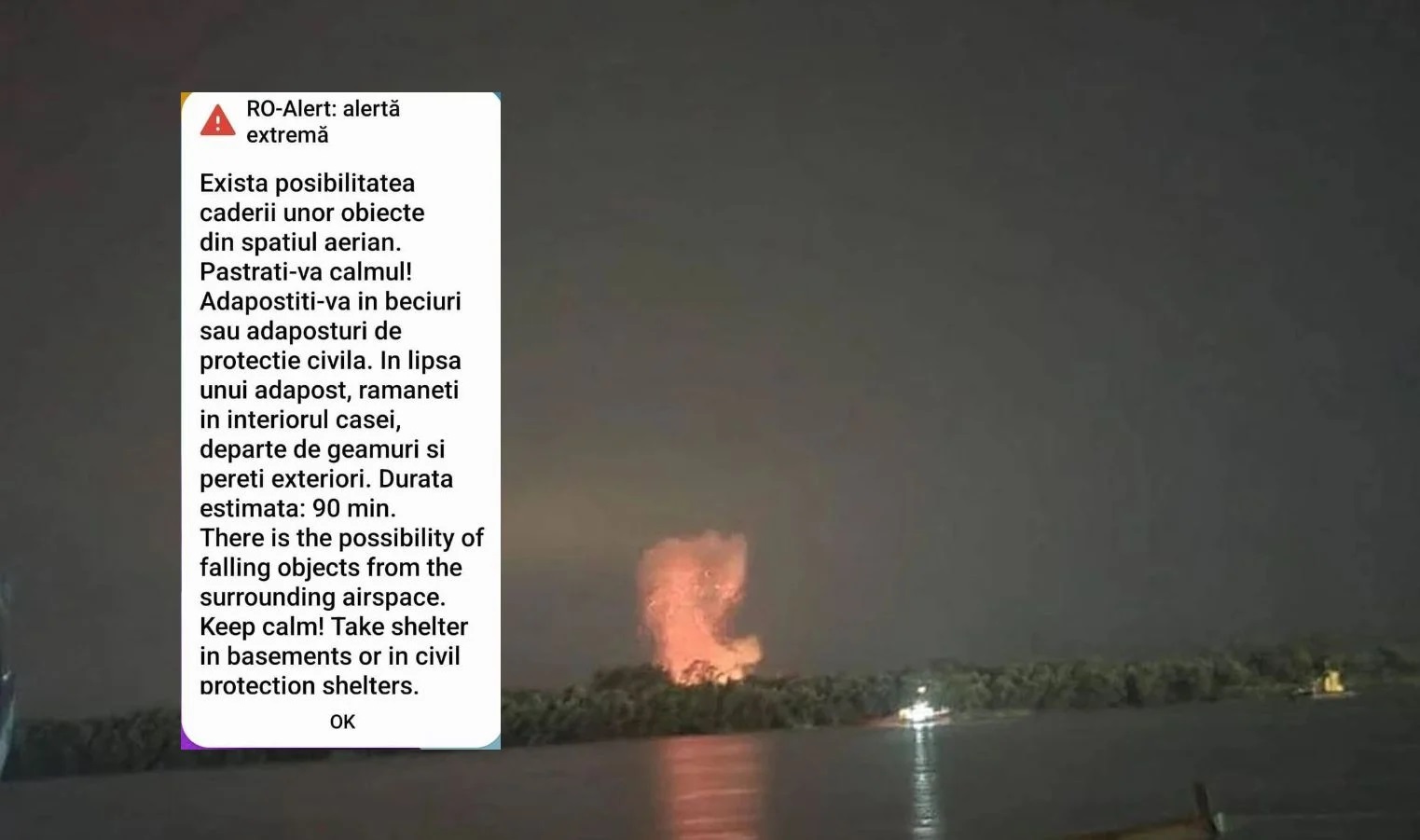 Mesaj Ro-alert pentru populație în Tulcea din cauza unei drone: „Rămâneţi în interiorul casei, departe de geamuri şi pereţi exteriori”