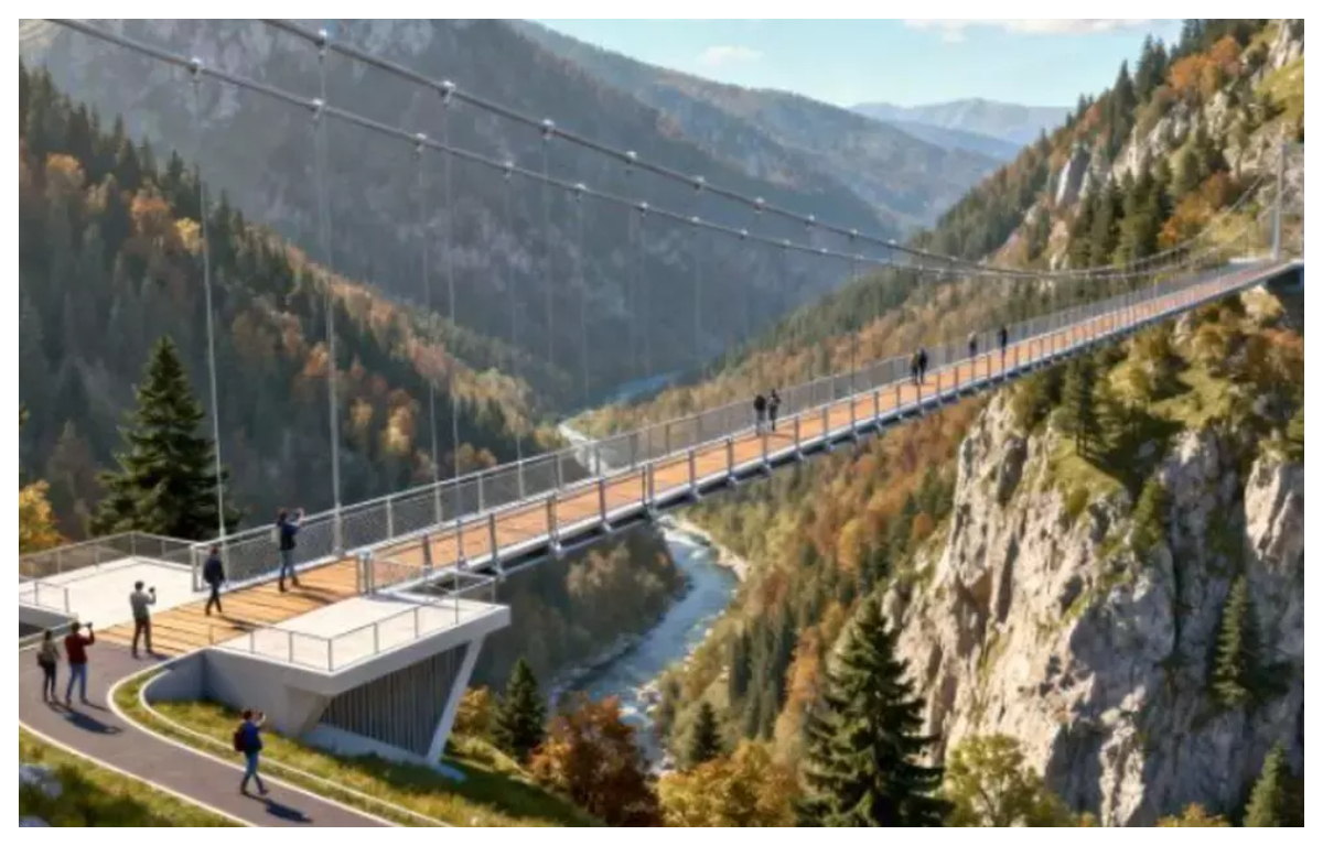 Te ia cu ameţeală la aşa sumă! Punte suspendată de 6 milioane de euro într-un sat din Munţii Rodnei