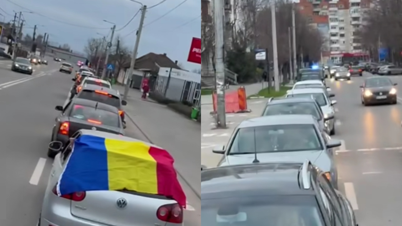 Șoferii din Bihor, protest inedit împotriva creșterii prețurilor la carburanți. Au alimentat de numai 2 lei, au claxonat minute în șir și au mers cu mașinile în coloană VIDEO