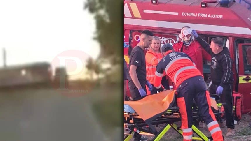 Patru răniți după ce o ambulanță SMURD cu pacient a fost izbită de tren, la Urseni