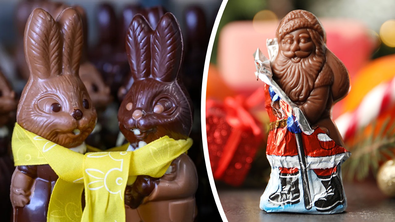 Ce se întâmplă cu iepurașii de ciocolată care nu se vând după Paște. Un mit arată că ar fi topiți și transformați în Moși Căciun