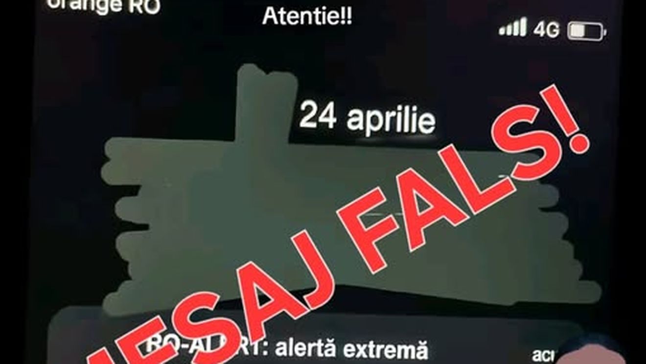 Mesaj RO-ALERT fals pus în circulație pe rețelele de socializare