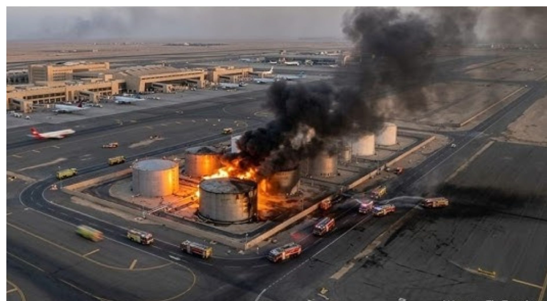 Atac devastator: rezervoarele de combustibil ale aeroportului din Kuweit, distruse de Iran. Pagube imense după explozie