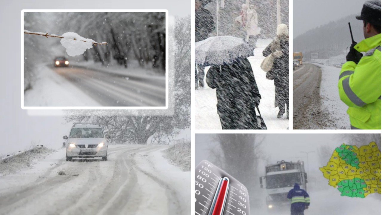 Prognoza meteo. Se întoarce iarna, ninge viscolit la munte, iar temperaturile scad în toată ţara