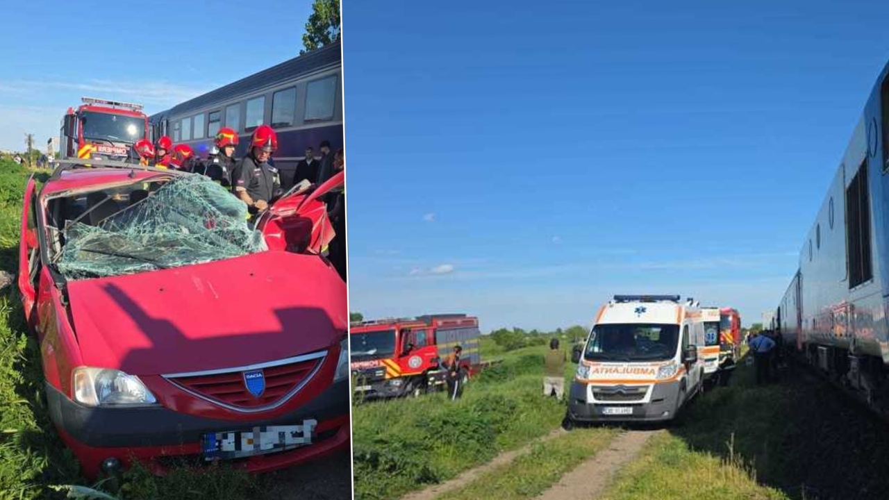 O persoană a murit după ce mașina în care se afla s-a izbit de un tren cu 100 de călători./ În Sălaj, bărbat de 33 de ani și-a pierdut viața într-un accident rutier