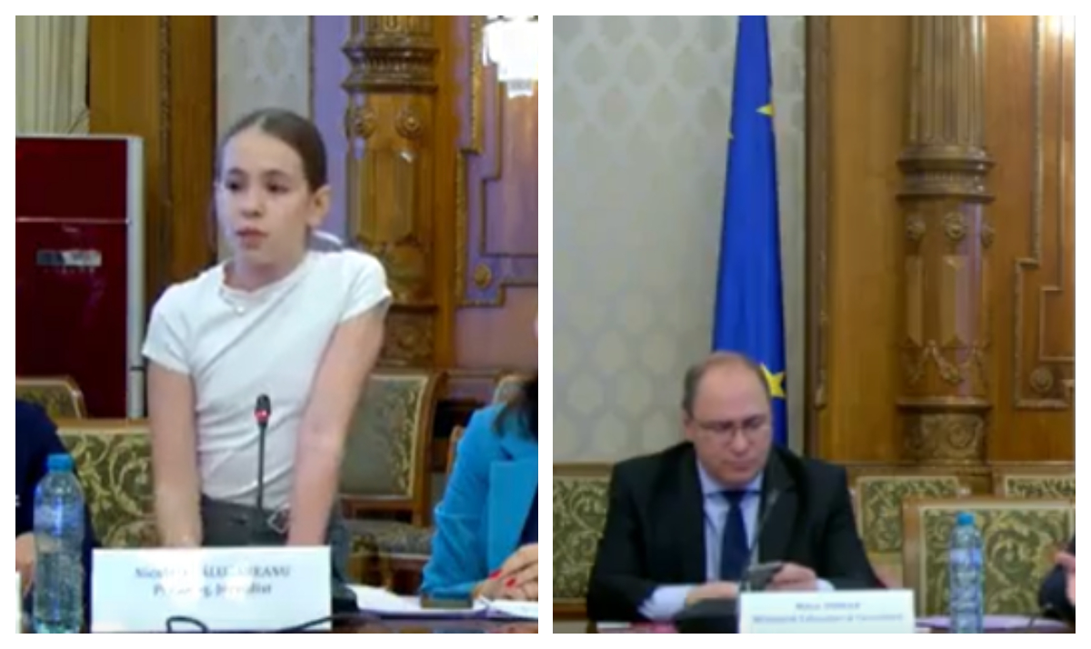 Mesajul unei eleve de clasa a V-a pentru ministrul Educației, atent la telefon: ”Ne interziceți telefoanele, dar nu ne învățați să le folosim”