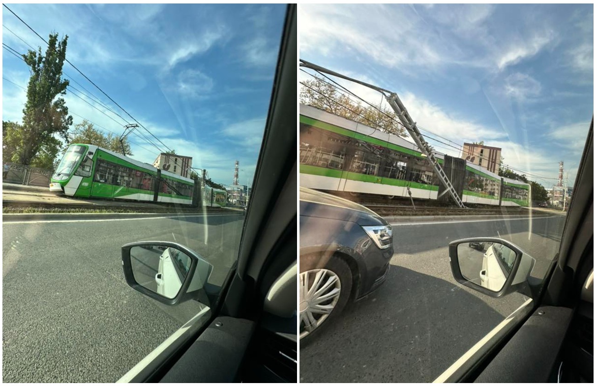 Un tramvai a deraiat în Capitală și a lovit un stâlp de electricitate. Patru călători au ajuns la spital