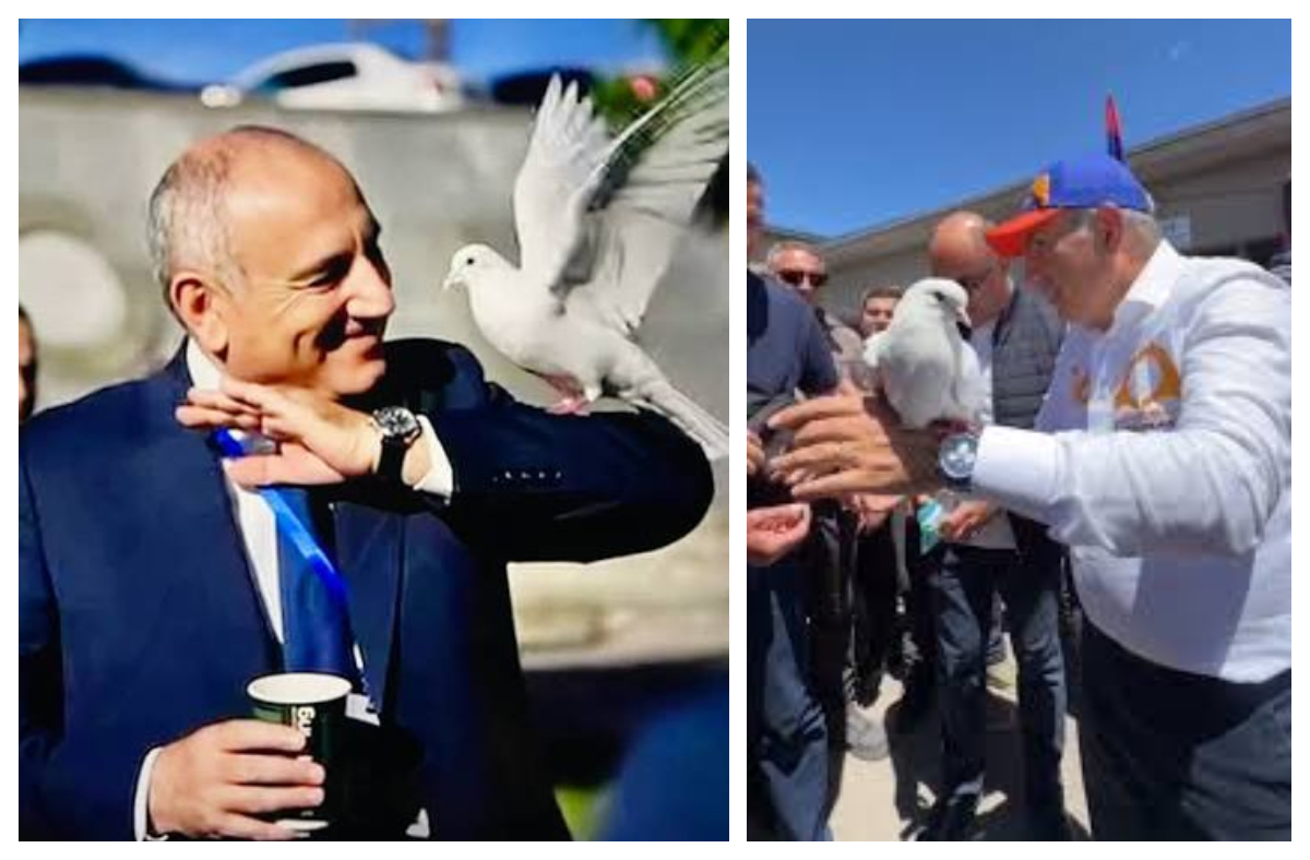 Momentul stânjenitor pentru premierul Armeniei: porumbelul păcii a refuzat să zboare VIDEO