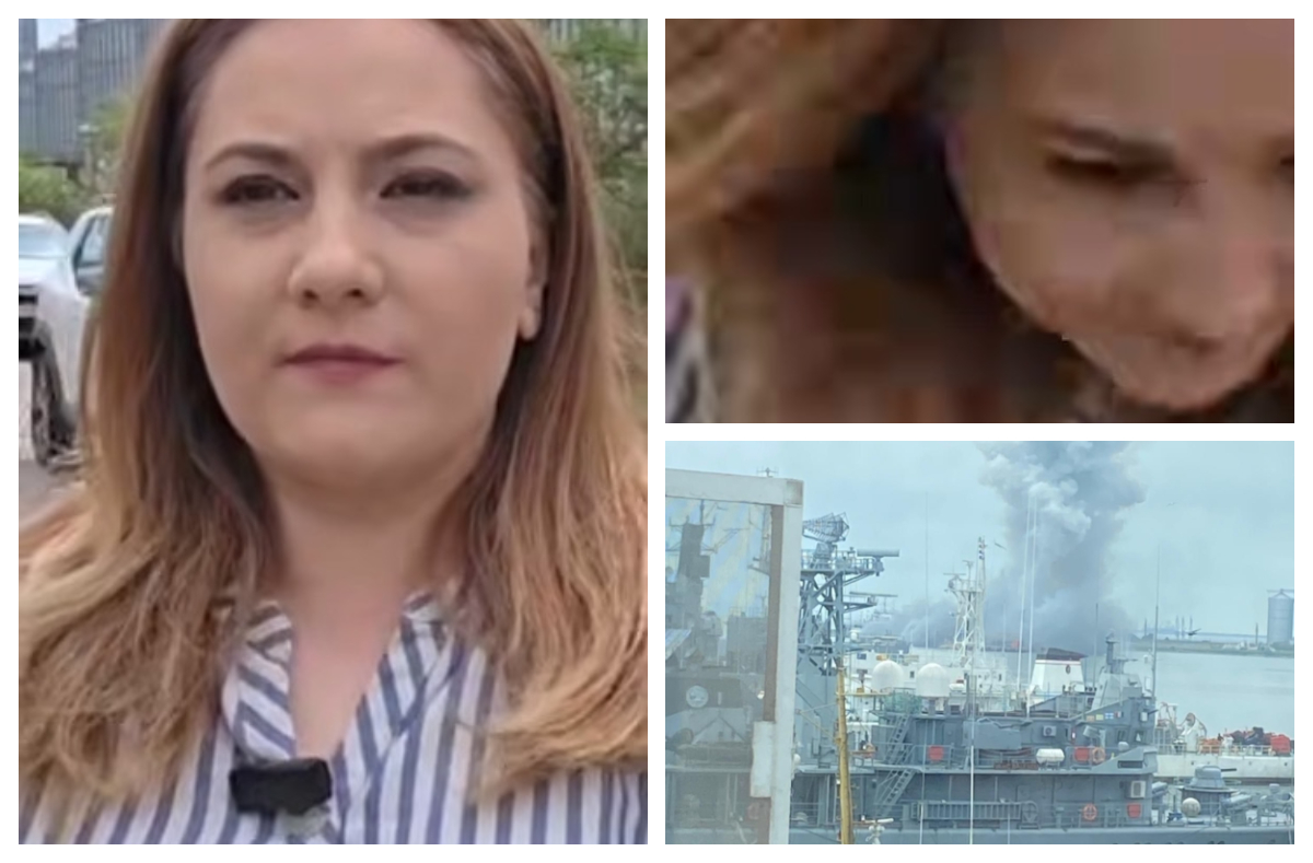 VIDEO ŞOCANT: Jurnalistă surprinsă de explozia dronei marine în direct. A fugit în timpul transmisiei