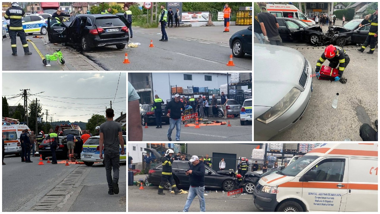 Accident grav în Maramureș. Nouă persoane, șapte adulți și doi copii, au fost transportate de urgență la spital