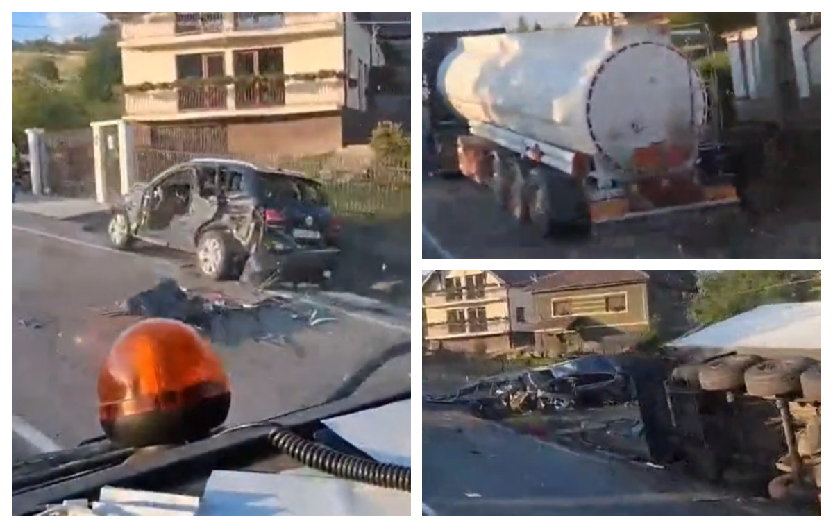Accident cumplit pe DN1, în Bihor. Un TIR a intrat pe contrasens și a lovit alte două mașini și un alt camion, o persoană a murit pe loc