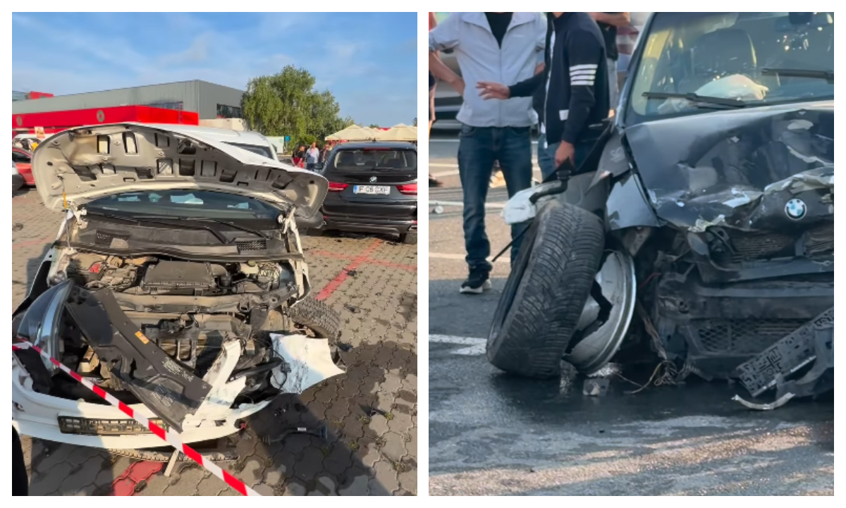 Dezastru în parcarea de la Dragonul Roșu. O șoferiță a făcut praf 11 mașini parcate, doi oameni au fost răniți