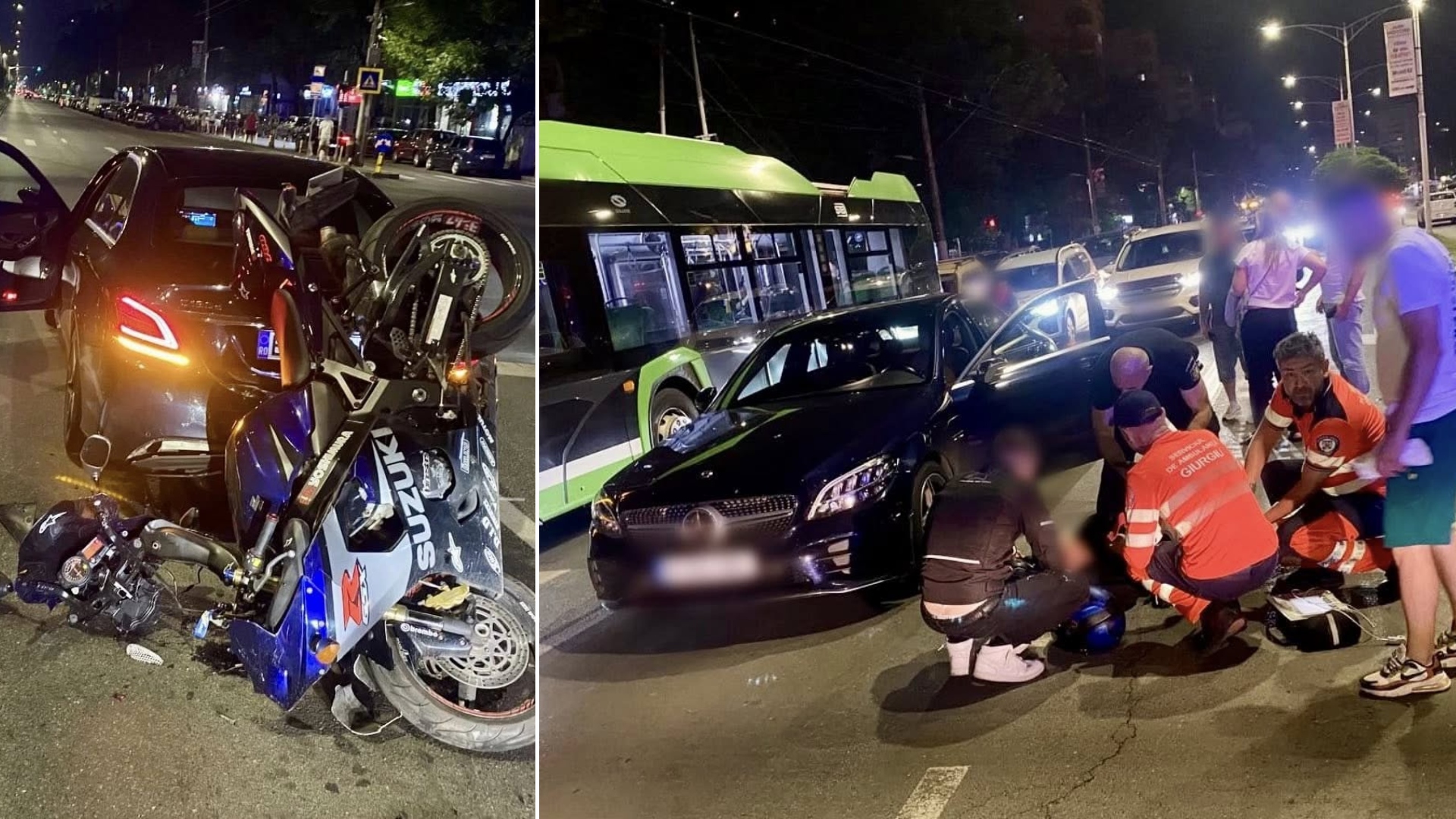 Accident grav în capitală. Un motociclist de 26 de ani a fost lovit de tramvai