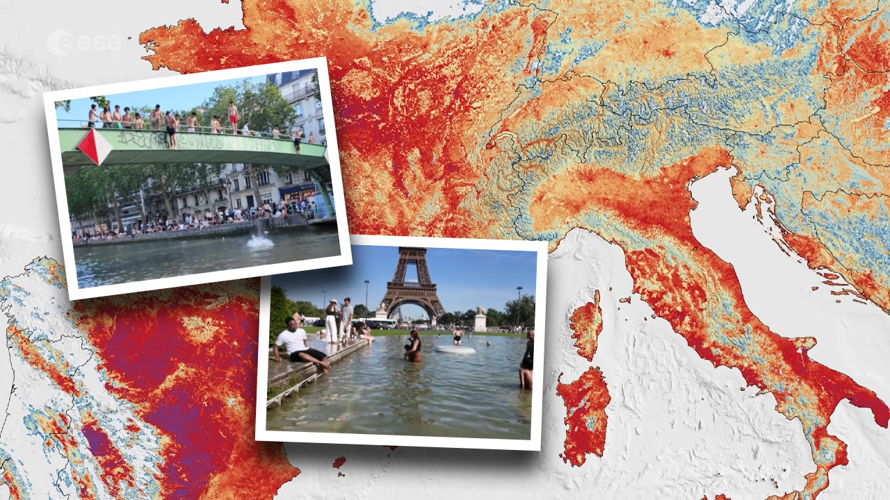 Cum se vede din spațiu valul de caniculă care s-a năpustit asupra Europei. Imagini din satelit surprinse în ziua în care termometrele au arătat 40 de grade în Franța