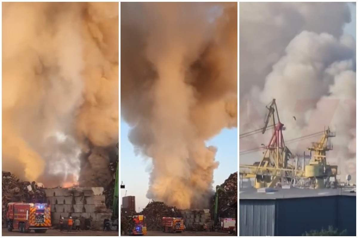 VIDEO Incendiu puternic în Portul Agigea! A fost emis mesaj RO-Alert
