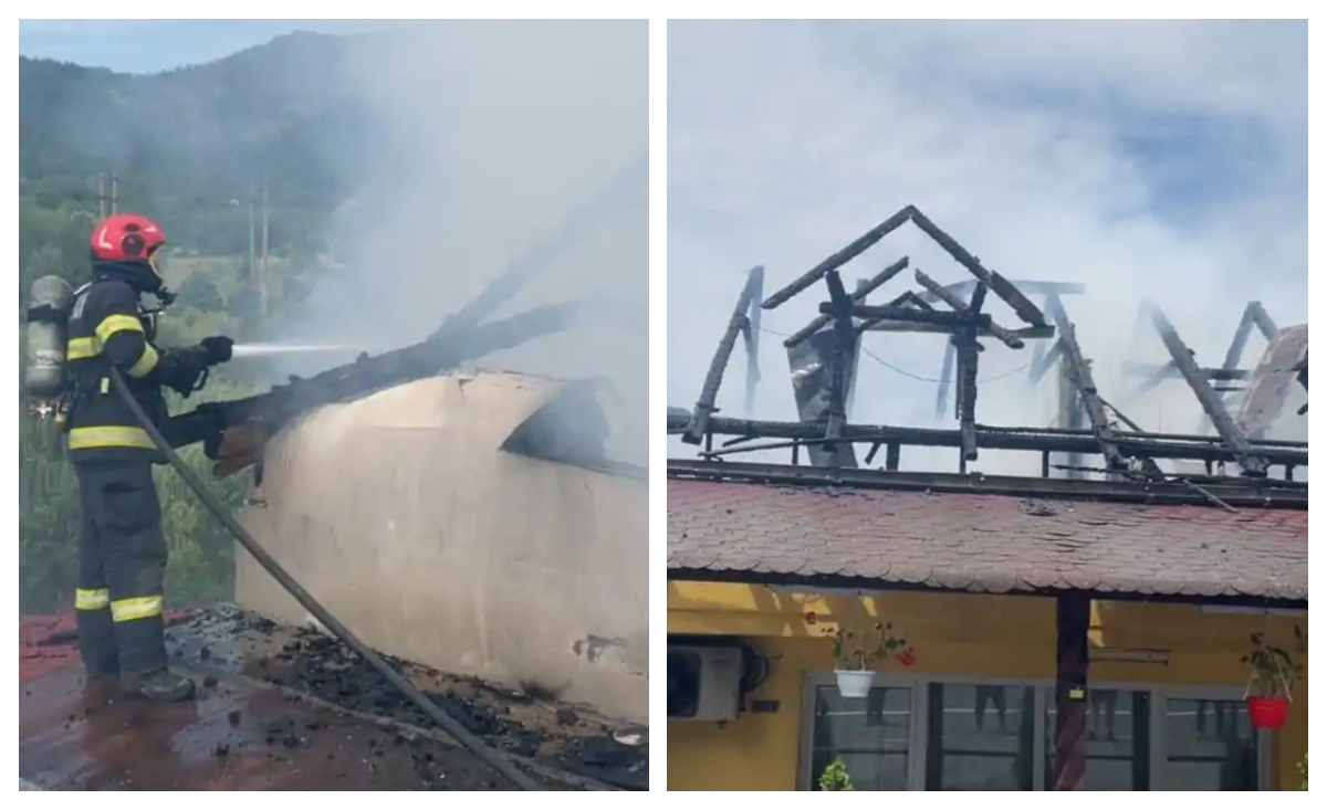 Incendiu puternic la un restaurant din Caraș-Severin. Pompierii au intervenit de urgență pentru stingerea flăcărilor